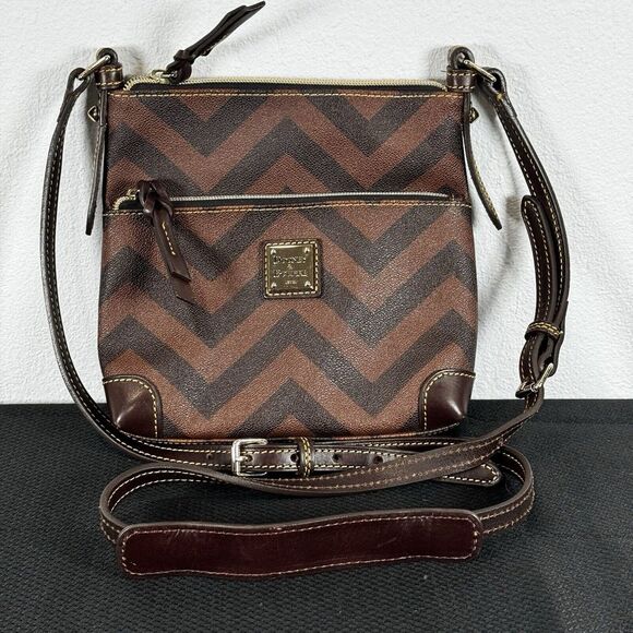 Dooney & Bourke Handbags - Dooney & Bourke‎ Brown Chevron Print Crossbody